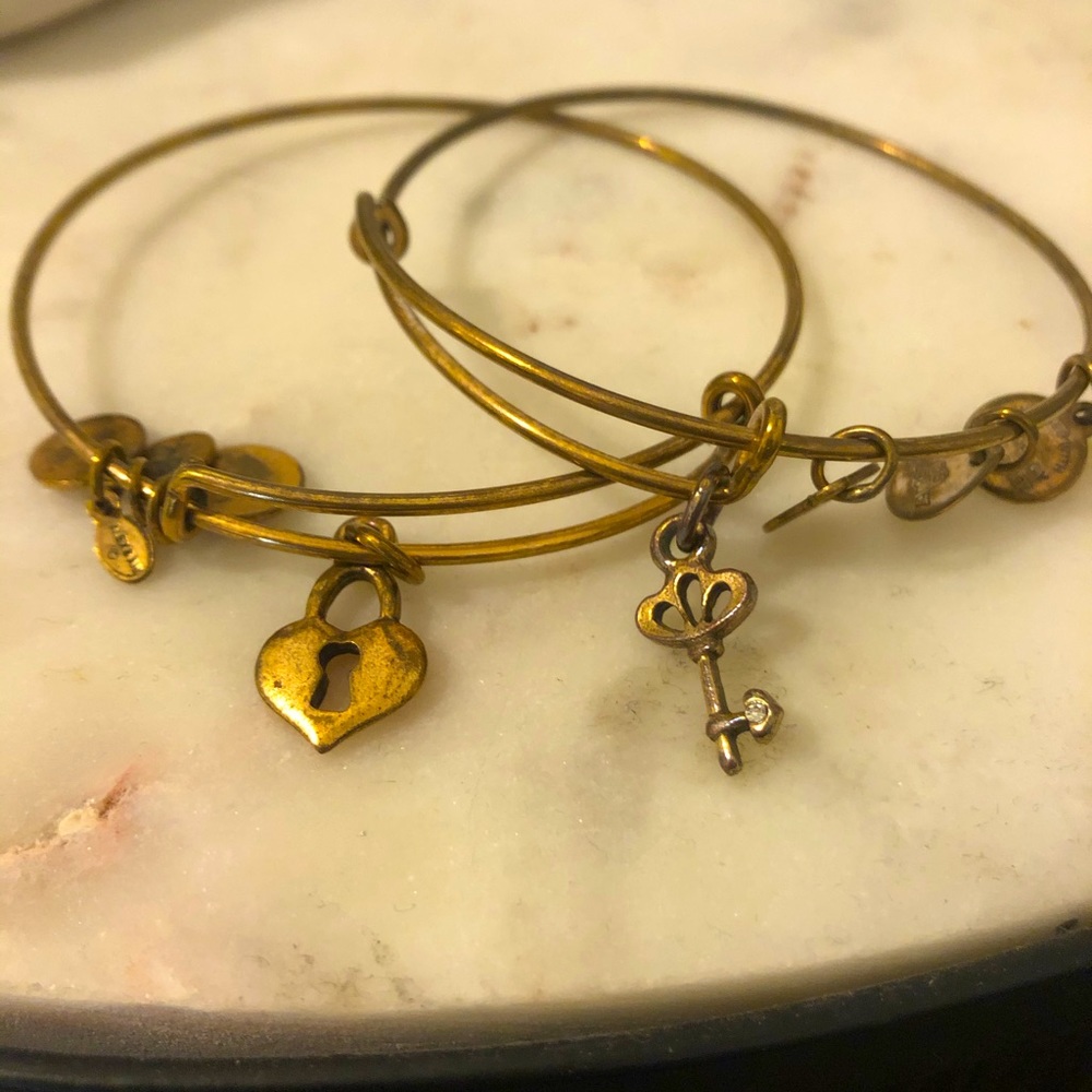 Alex and Ani Key and Key Hole Set Rose Gold